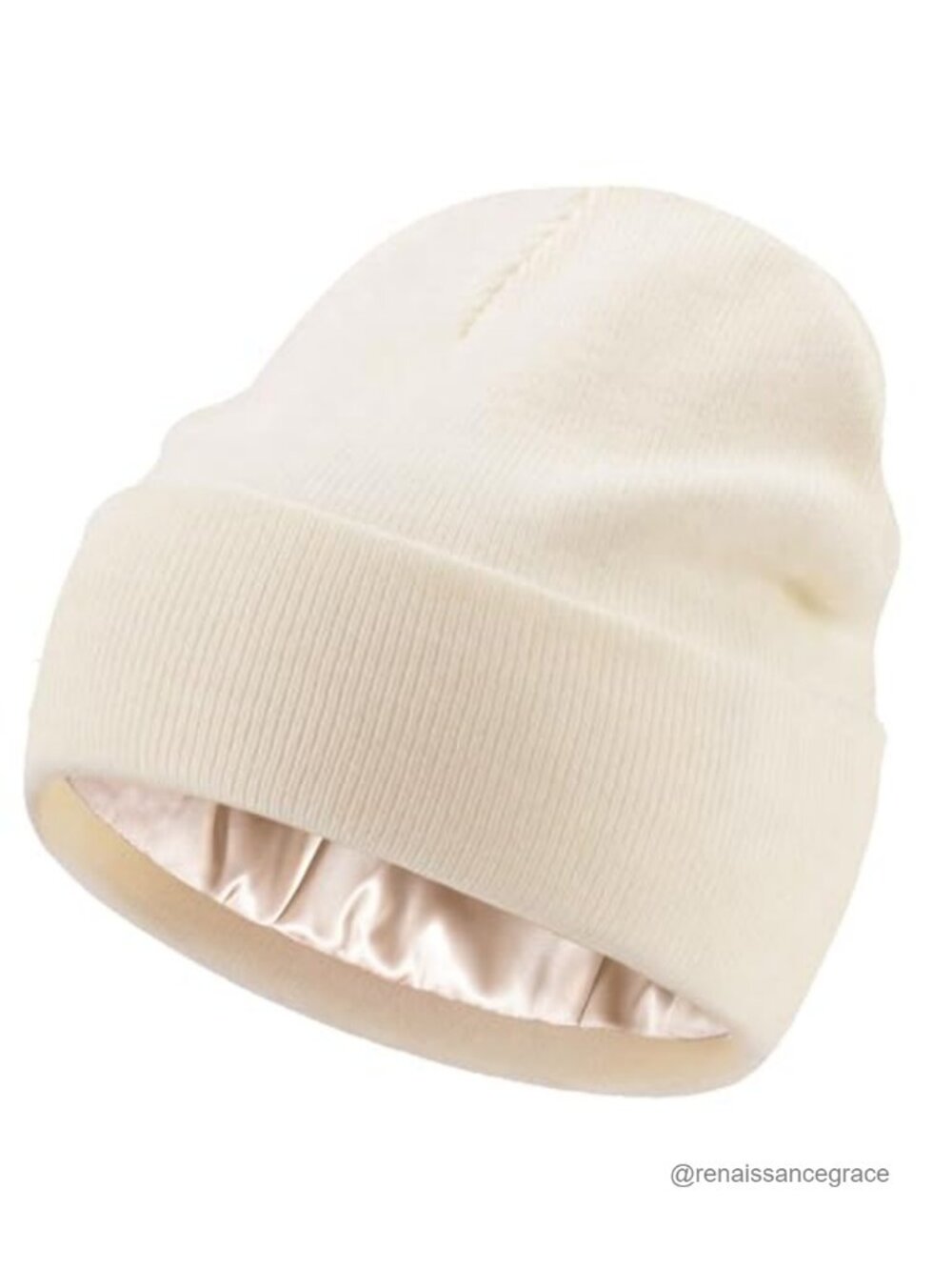 Satin Lined Knit Beanie Hat - 100% Cotton Winter Skull Cap
